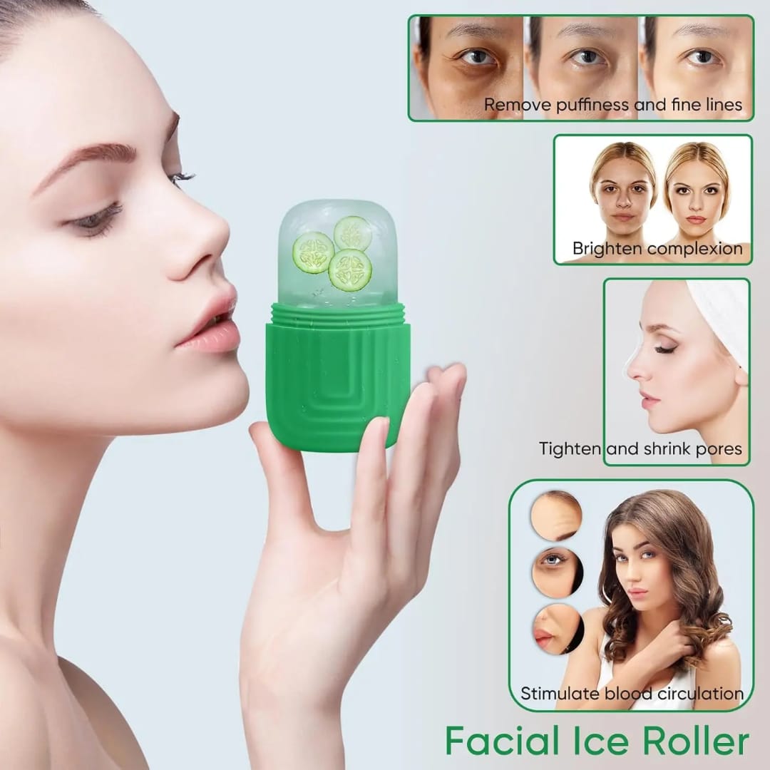 Ice Roller for face cooling molds and eye contouring face massager face roller silicon for eyes and neck reusable silicon jade roller for skin care beauty liftting skin care tool
