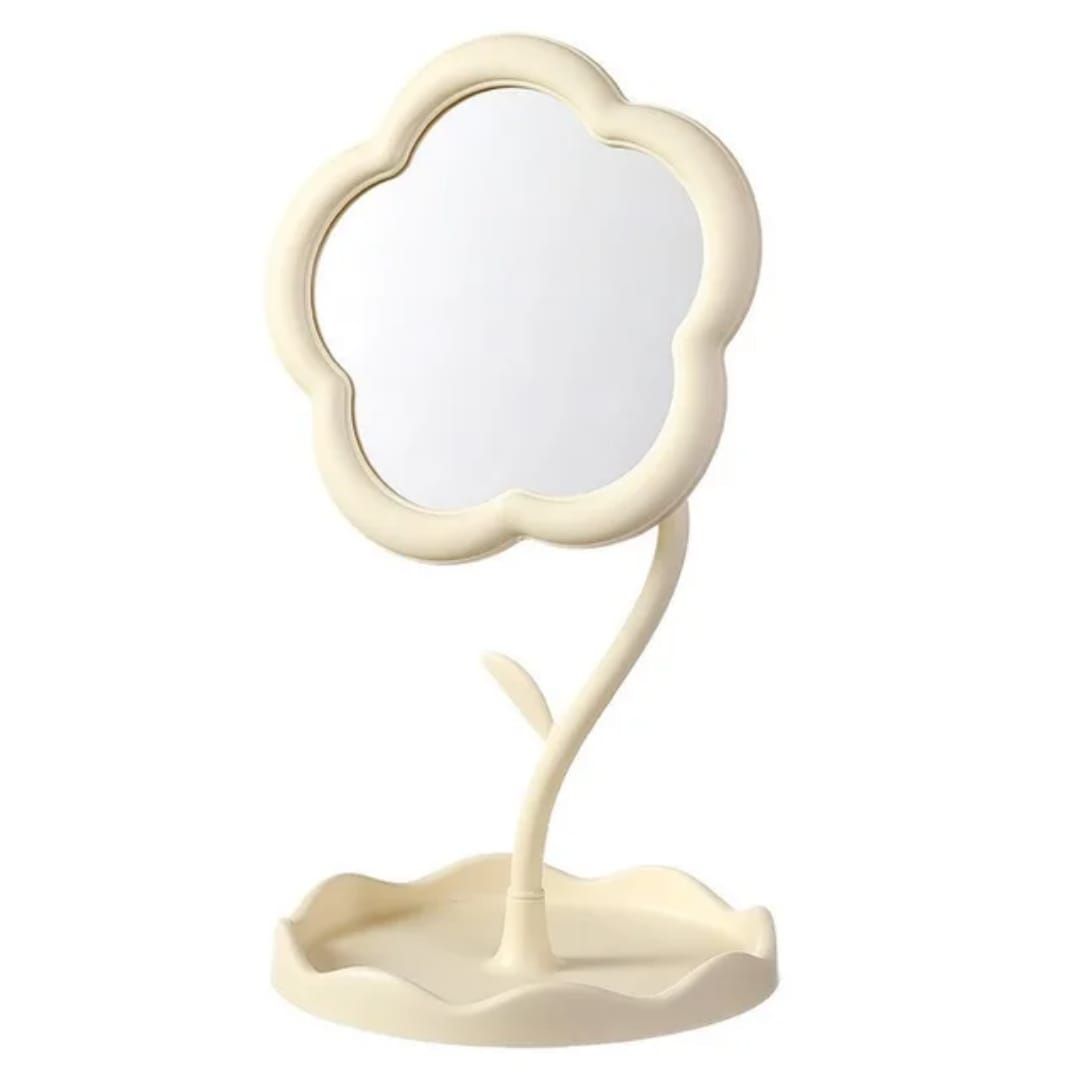 Personalized Sunflower Makeup Mirror Light 1x Desktop Vanity Organizer for Women Girls Bedroom Travel Cosmetic Use Flower Shaped Mirror Decorative Makeup With Jewelry Hair Accessories Tray Tabletop