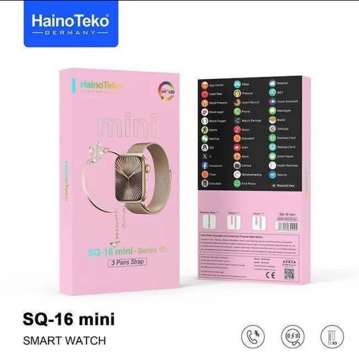 ❤️♨️RESTOCKED❤️♨️



*_HAINO TEKO LADIES SMART WATCH SQ-16 mini*



▪️3 interchangeable straps

▪️Stainless steel Bracelet 

    

  Functions:

*️⃣Sports Record : Cycling, Walking,Jogging,Running

*️