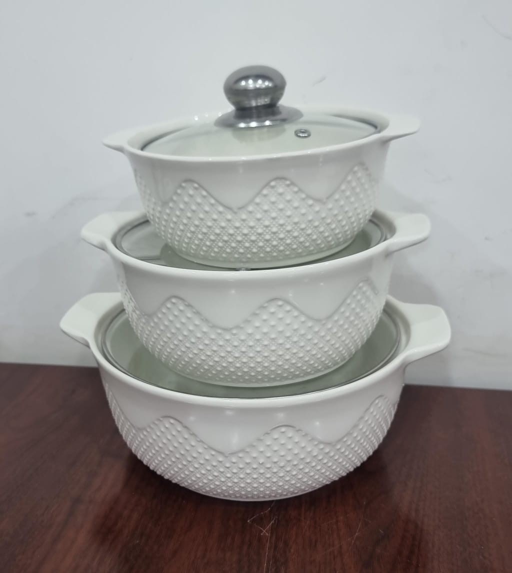 🥀✨New and unique patterns alert💫🎯High quality 3in1 ceramic serving dish.are made of premium LEAD-FREE and chip-resistant ceramic. They are durable for reheating and safe for microwave, dishwasher,