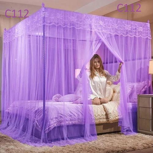 6*6 MOSQUITO NET|  Mosquito Net With 4 Stands - Stay protected from mosquitoes and insects with this Four-Metallic Stand Mosquito Net, offers stable, full coverage.