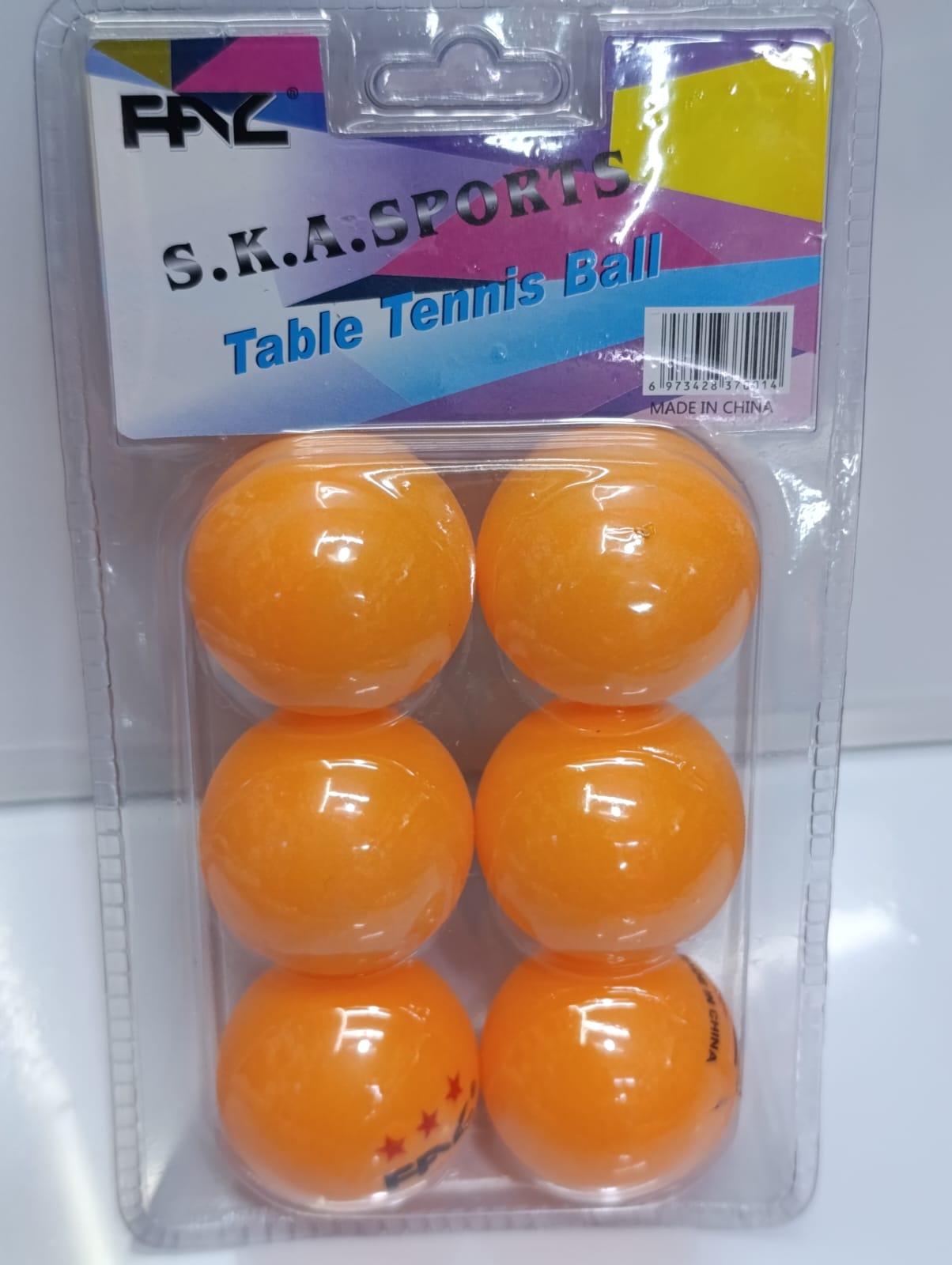 6-Pack Table Tennis Balls – White & Orange Ping Pong Balls, Standard size and weight for recreational and professional play, Durable and lightweight for consistent bounce and performance.