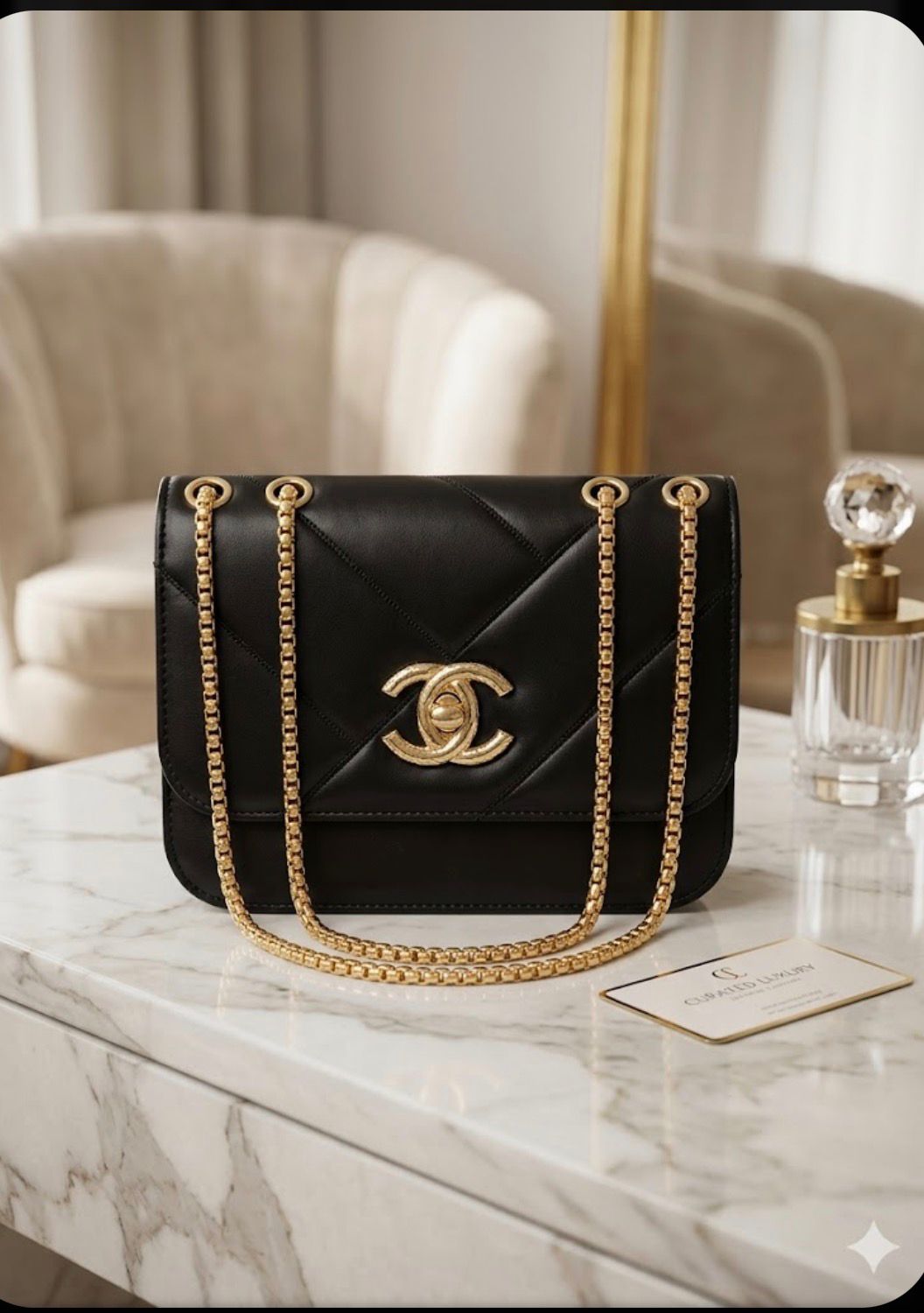 SHOULDER BAG| Luxury Quilted Leather Shoulder Bag – Elegant Chain Strap, Stylish quilted leather design for a luxurious look, Elegant gold-tone chain strap for versatile shoulder or crossbody wear.
