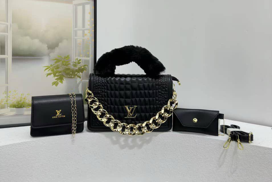 LV HAND BAG| 3‑in‑1 LV Handbag Set – Complete 3‑piece set: handbag, crossbody bag, and matching pouch, Get yours now and enjoy the ultimate fashion versatility!
