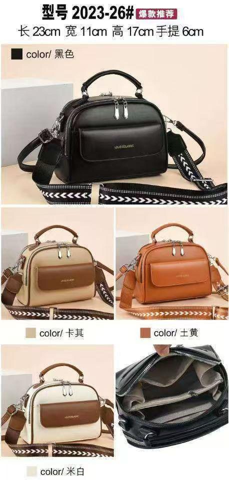 SHOULDER BAG| Elegant Two -Tone Vegan Leather Crossbody Bag - Louis Oclassic Two-Tone Structured Satchel with Geometric Embroidered Strap