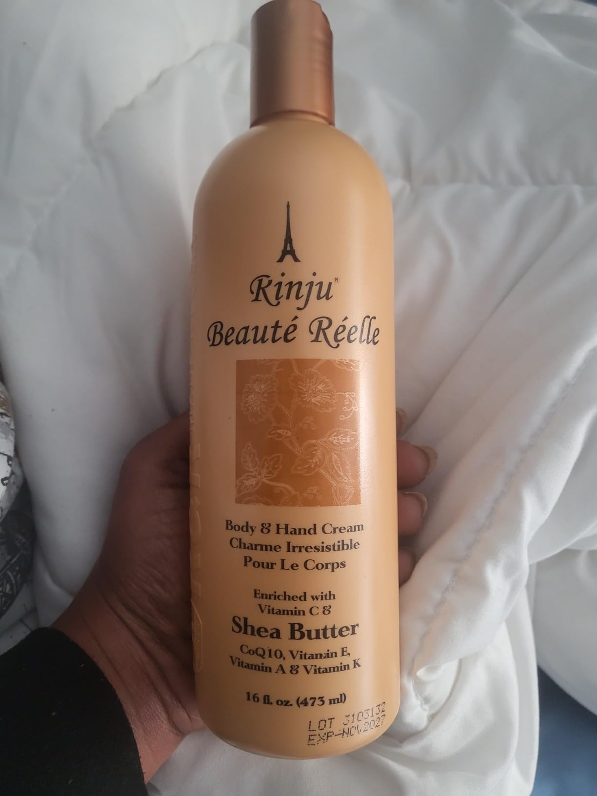 Rinju Beauté Réelle Body & Hand Cream enriched with Shea Butter Cream,CoQ10, Vitamin E, A & K for Women & Men.