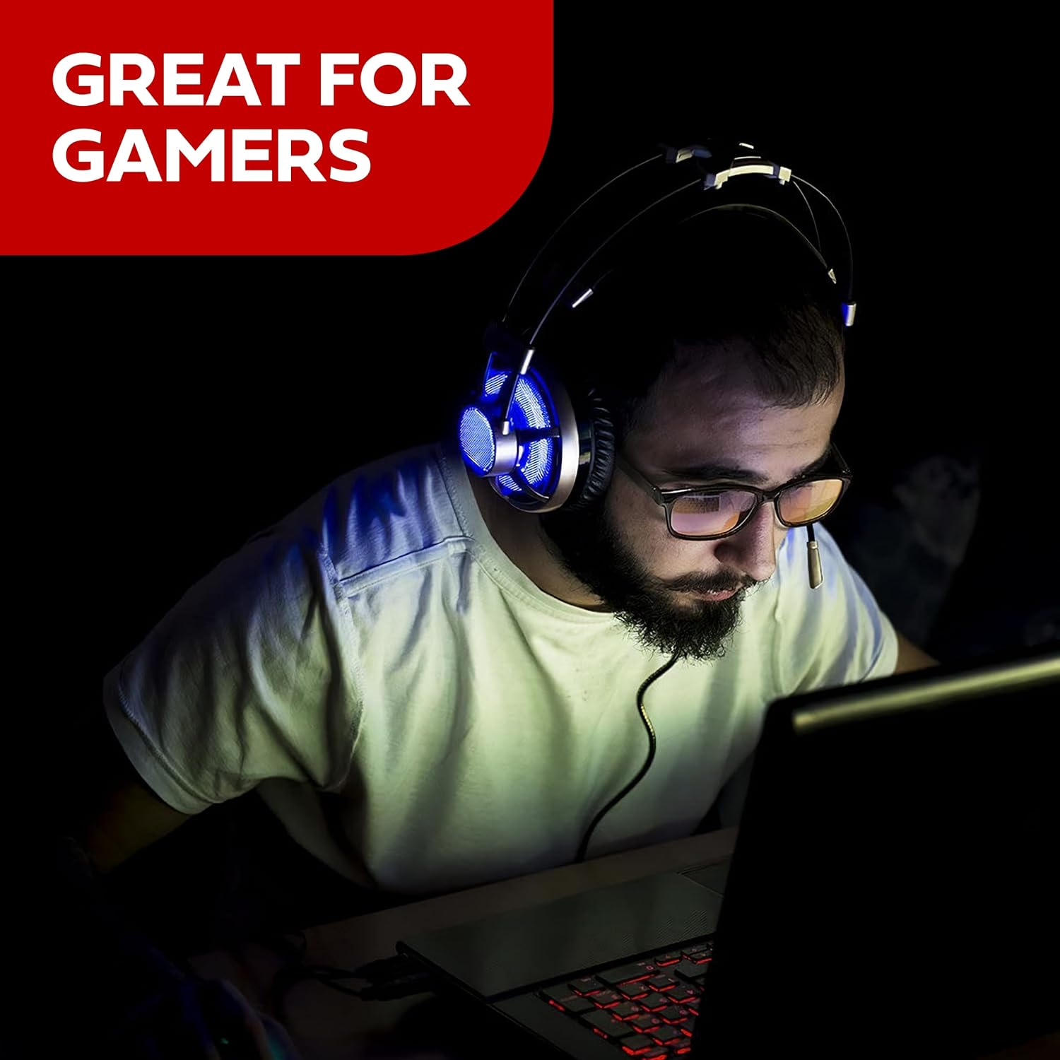 Bluelight Gaming Glasses - Amber Tinted Blue Light Glasses for Men & Women - Night Lenses for Driving, Strain and Fatigue