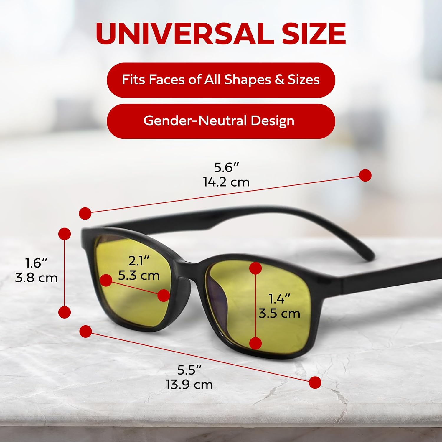 Bluelight Gaming Glasses - Amber Tinted Blue Light Glasses for Men & Women - Night Lenses for Driving, Strain and Fatigue