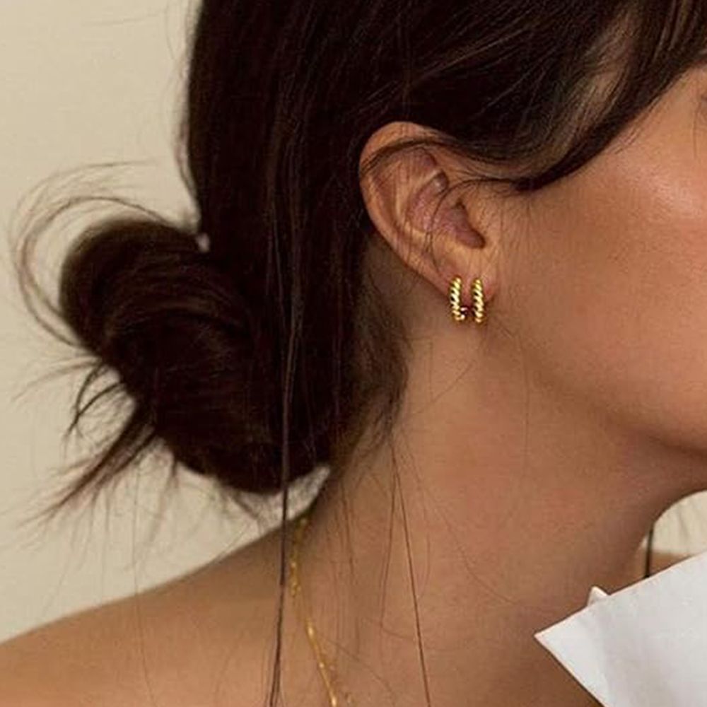 3 Pairs Small Huggie Hoop Earrings Set 14K Gold Hypoallergenic Lightweight Huggie Hoops Earrings for Women Girls