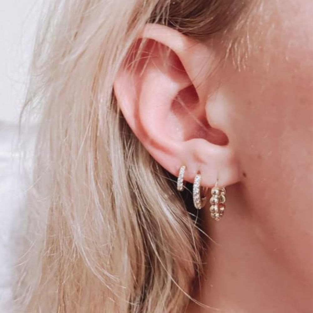 3 Pairs Small Huggie Hoop Earrings Set 14K Gold Hypoallergenic Lightweight Huggie Hoops Earrings for Women Girls