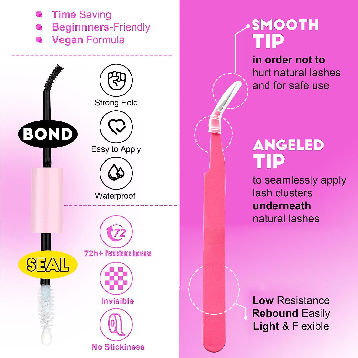 Lash Extension Kit DIY 280pcs Lash Clusters Eyelash Extension Kit, 9-16mm 30D 40D Individual Lashes Kit with Lash Bond and Seal, Lash Tweezers for Self Use (30D&40D, 0.07D, 9-16mm, Kit)
