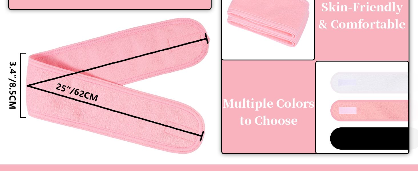 Spa Headband 3 Pack Ultra Soft Adjustable Face Wash Headband Terry Cloth Stretch Make Up Wrap for Face Washing, Shower, Facial Mask, Yoga