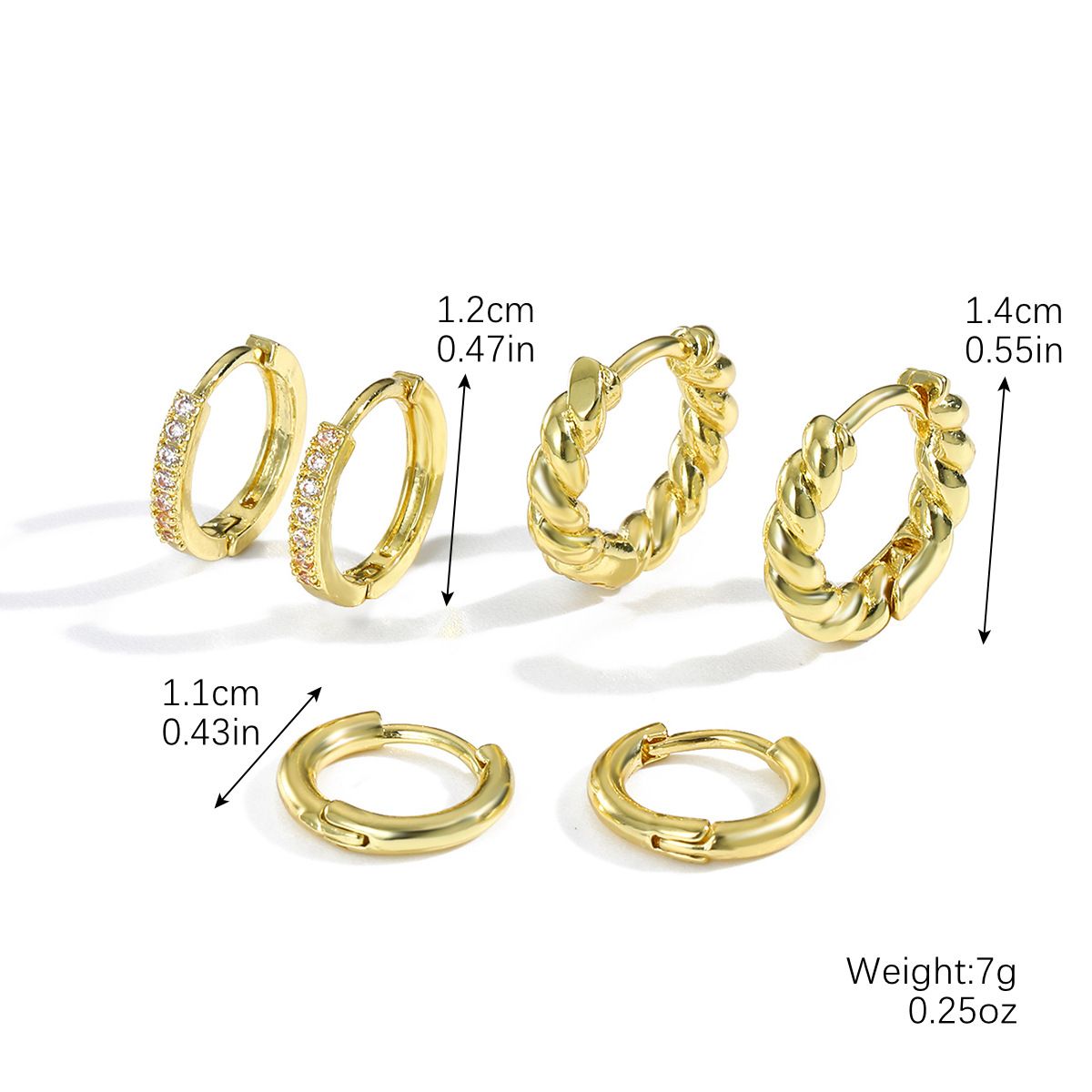 3 Pairs Small Huggie Hoop Earrings Set 14K Gold Hypoallergenic Lightweight Huggie Hoops Earrings for Women Girls