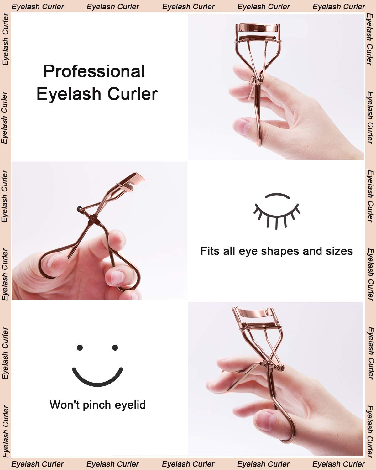 Eyelash Curler Kit Metal Lash Curlers with Mascara Applicator Eyelashes Separator Comb & 6 Replacement Refill Pads