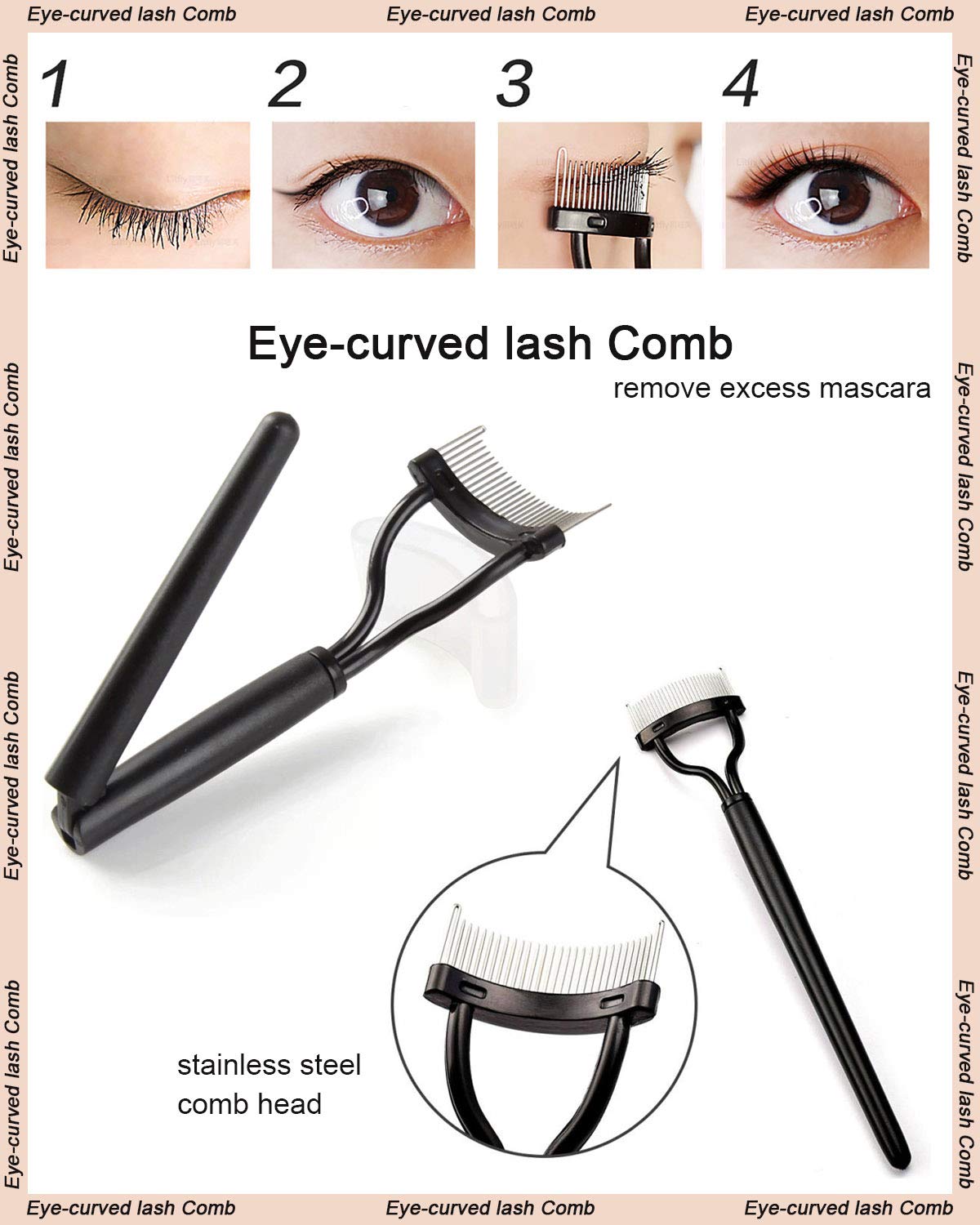 Eyelash Curler Kit Metal Lash Curlers with Mascara Applicator Eyelashes Separator Comb & 6 Replacement Refill Pads