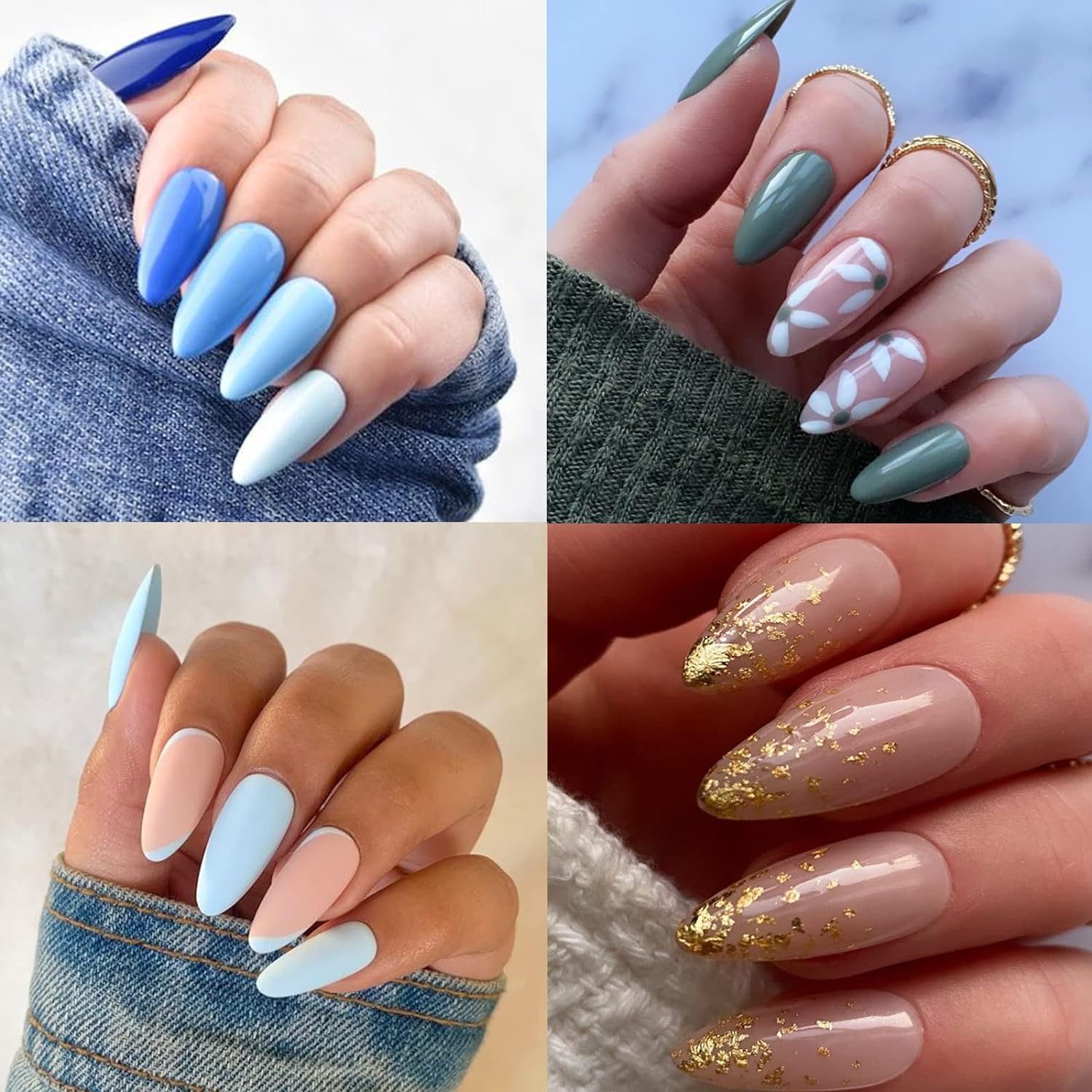 Almond Fake Nail Tips -120Pcs Medium Gel x Nail Tips Pre-shaped Half Matte Full Cover Clear Acrylic Nails Gel Kit False Nail Tip Press on Nails for Nail Extension DIY Salon