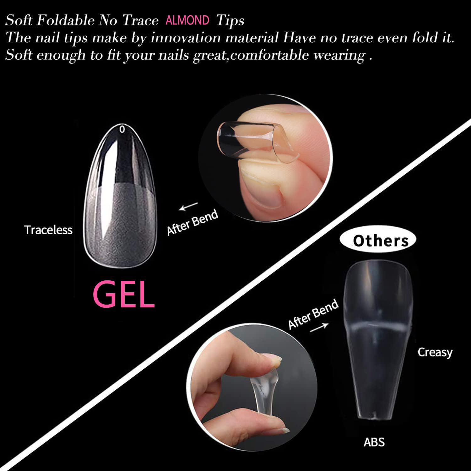 Almond Fake Nail Tips -120Pcs Medium Gel x Nail Tips Pre-shaped Half Matte Full Cover Clear Acrylic Nails Gel Kit False Nail Tip Press on Nails for Nail Extension DIY Salon