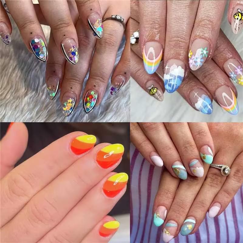 Almond Fake Nail Tips -120Pcs Medium Gel x Nail Tips Pre-shaped Half Matte Full Cover Clear Acrylic Nails Gel Kit False Nail Tip Press on Nails for Nail Extension DIY Salon