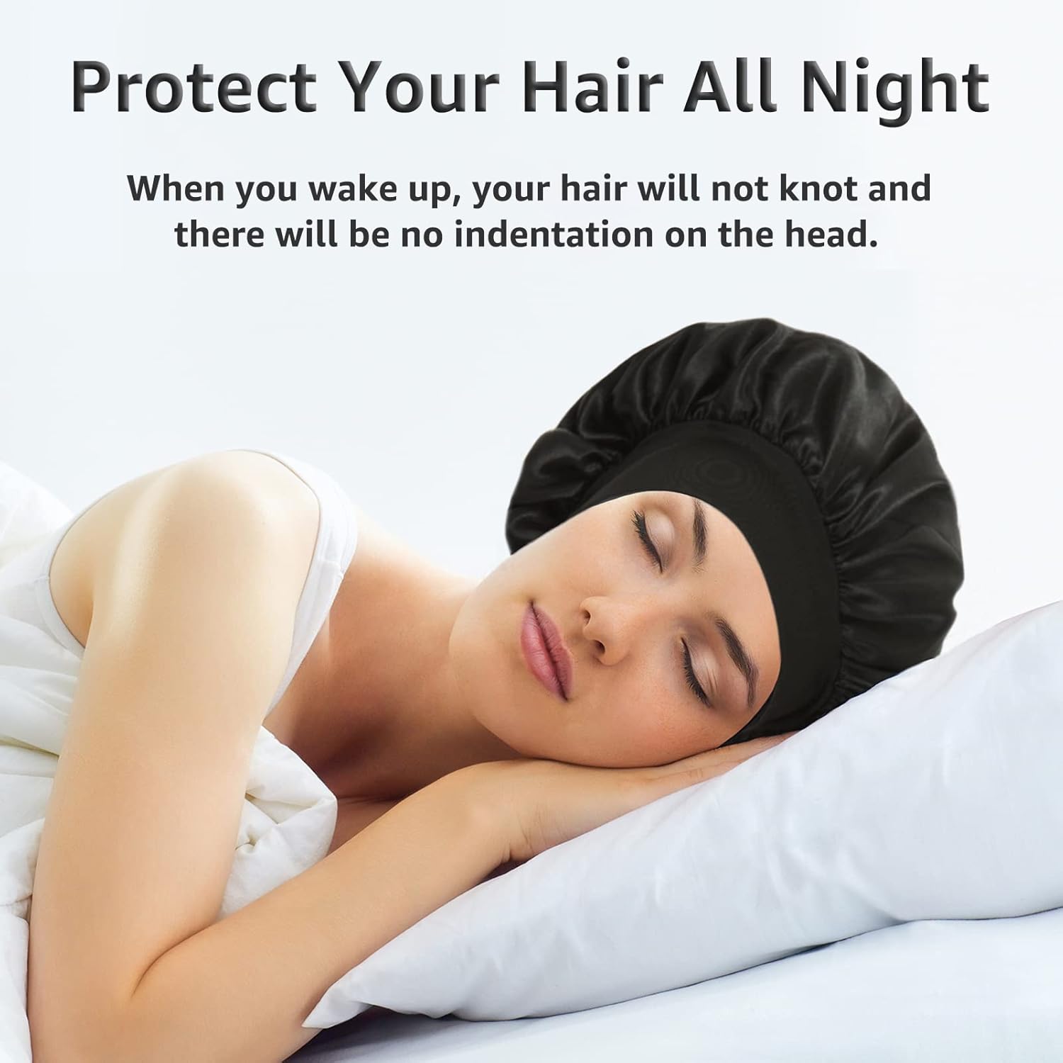 3PCS Silk Bonnet for Sleeping,Hair Satin Bonnets for Black Women Men,Hair Wrap Cap for Curly Hair,Elastic Wide Band Hair Bonnet Shower Cap for Sleeping