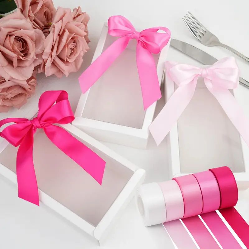 5 Rolls Satin Ribbon, 1 Inch x 5 Yards, 25 Yards Satin Ribbon Set, Silk Satin Ribbons for Fall Wedding Flower Bouquet Wrap Hair Bows Making Gift Wrapping and Crafts