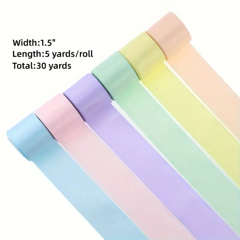 6 Rolls 1.5 Inch x 5 Yards (Total 30 Yards) Satin Ribbon, Silk Satin Ribbons for Fall Wedding Flower Bouquet Wrap Hair Bows Making Gift Wrapping and Crafts