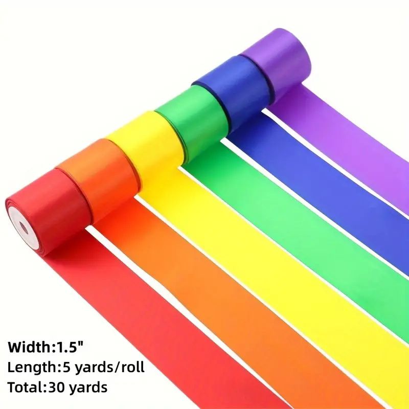 6 Rolls 1.5 Inch x 5 Yards (Total 30 Yards) Satin Ribbon, Silk Satin Ribbons for Fall Wedding Flower Bouquet Wrap Hair Bows Making Gift Wrapping and Crafts