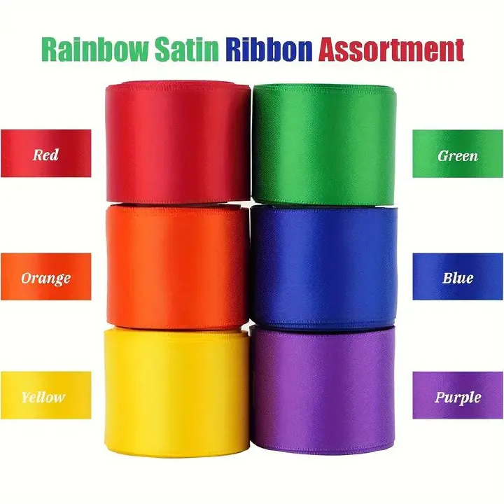 6 Rolls 1.5 Inch x 5 Yards (Total 30 Yards) Satin Ribbon, Silk Satin Ribbons for Fall Wedding Flower Bouquet Wrap Hair Bows Making Gift Wrapping and Crafts
