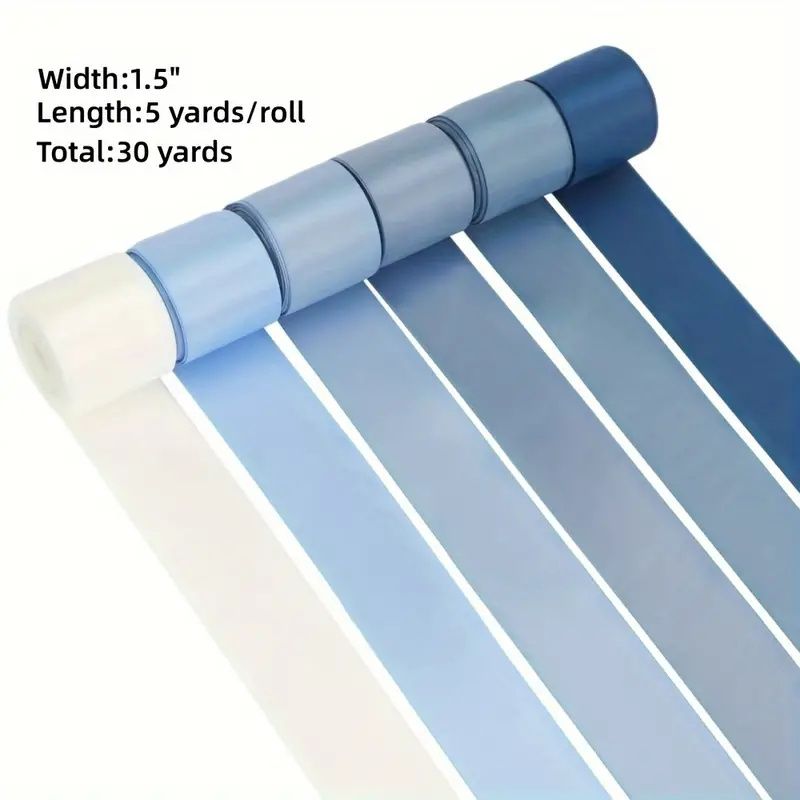 6 Rolls 1.5 Inch x 5 Yards (Total 30 Yards) Satin Ribbon, Silk Satin Ribbons for Fall Wedding Flower Bouquet Wrap Hair Bows Making Gift Wrapping and Crafts