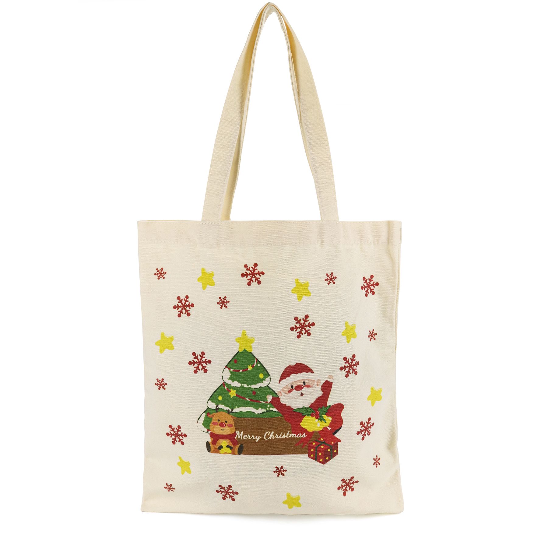 Canvas Tote Bag Double-Sided Prints with Snap Closure, Cute Tote Bag with Pocket for Christmas Gifts, Shopping, Library, Work, Travel