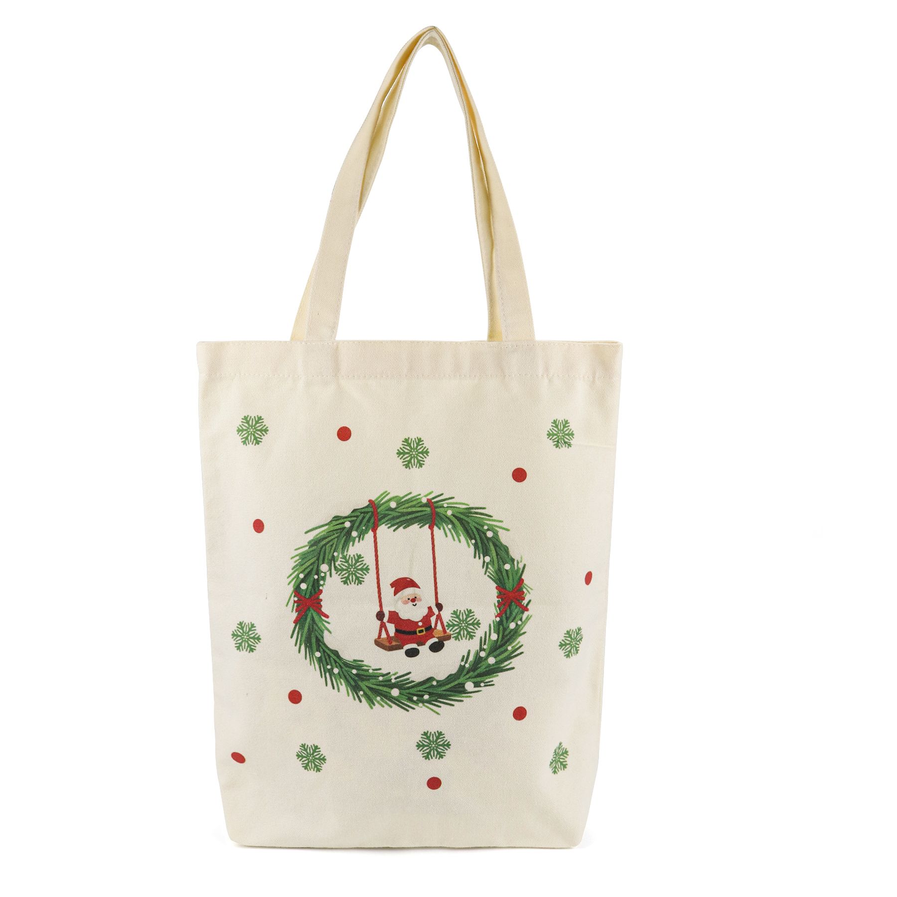 Canvas Tote Bag Double-Sided Prints with Snap Closure, Cute Tote Bag with Pocket for Christmas Gifts, Shopping, Library, Work, Travel