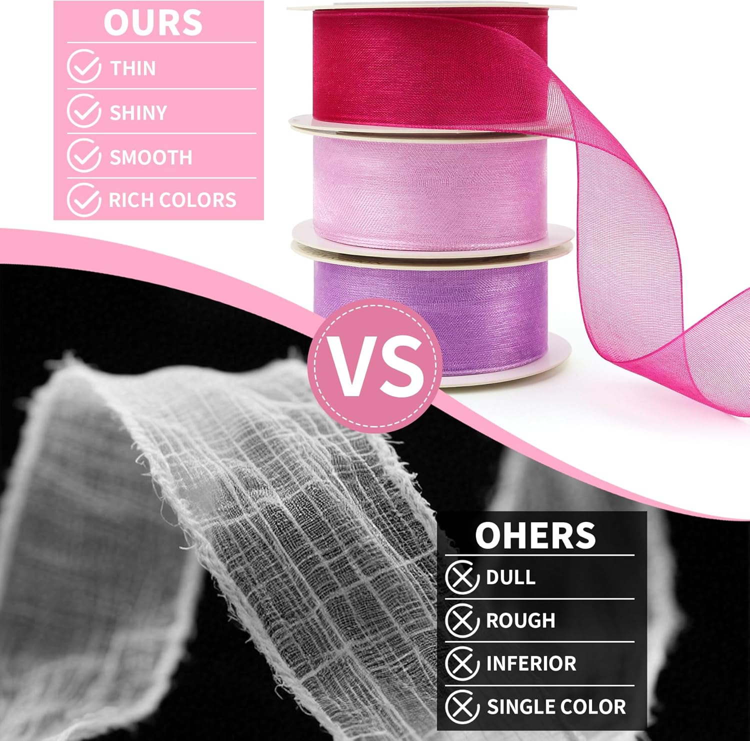 1 Inch x 60 Yd Sheer Chiffon Ribbons Mixed Color Organza Ribbons Set 10 Yd x 6 Rolls For Wedding Christmas Decorations,Gift Wrapping, Bows Making, Floral Bouquets Wrapping and Handmade Craft Supplies