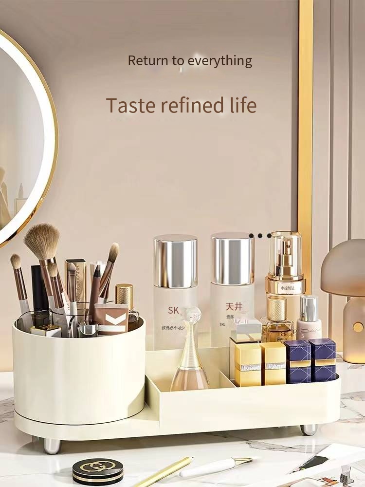 FOR Storage box desktop cosmetics household large-capacity grid rotating dormitory finishing makeup brush shelf storage