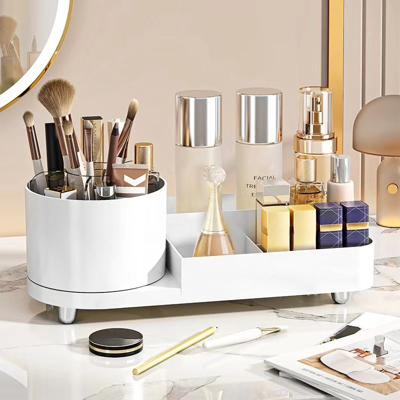 FOR Storage box desktop cosmetics household large-capacity grid rotating dormitory finishing makeup brush shelf storage