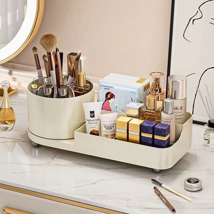 FOR Storage box desktop cosmetics household large-capacity grid rotating dormitory finishing makeup brush shelf storage