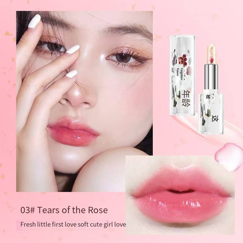 FOR 3PCS Crystal Color change Flower lipstick Gold Foil hydrating non-stick cup Warm change thousand thousand color Silky lipstick engraved
