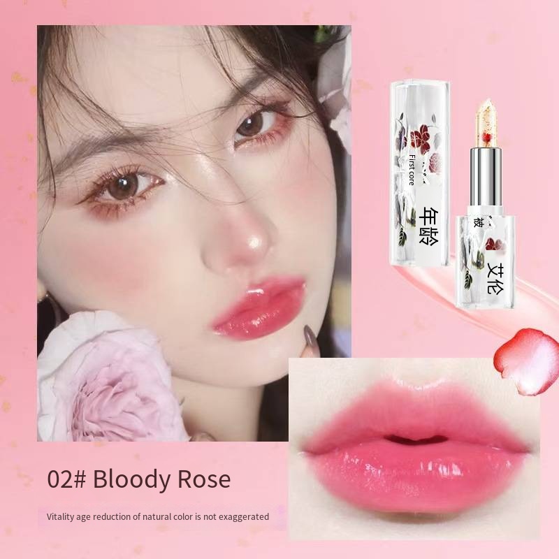 FOR 3PCS Crystal Color change Flower lipstick Gold Foil hydrating non-stick cup Warm change thousand thousand color Silky lipstick engraved