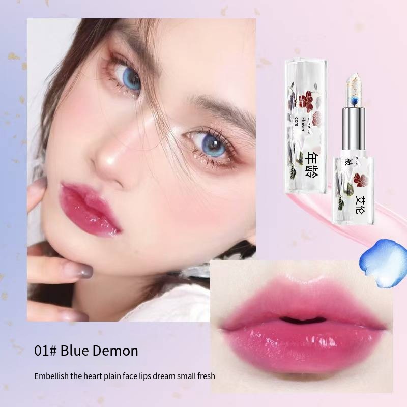 FOR 3PCS Crystal Color change Flower lipstick Gold Foil hydrating non-stick cup Warm change thousand thousand color Silky lipstick engraved