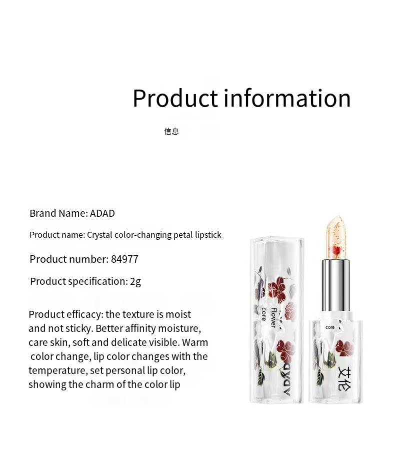 FOR 3PCS Crystal Color change Flower lipstick Gold Foil hydrating non-stick cup Warm change thousand thousand color Silky lipstick engraved
