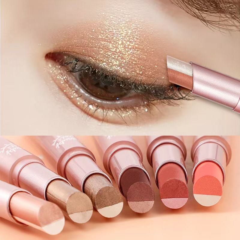 FOR Gradient two-color eye shadow pen pearl light glitter waterproof not easy to stain three-dimensional eye makeup lazy eye shadow stick