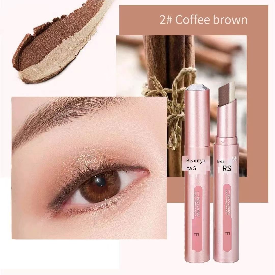 FOR Gradient two-color eye shadow pen pearl light glitter waterproof not easy to stain three-dimensional eye makeup lazy eye shadow stick