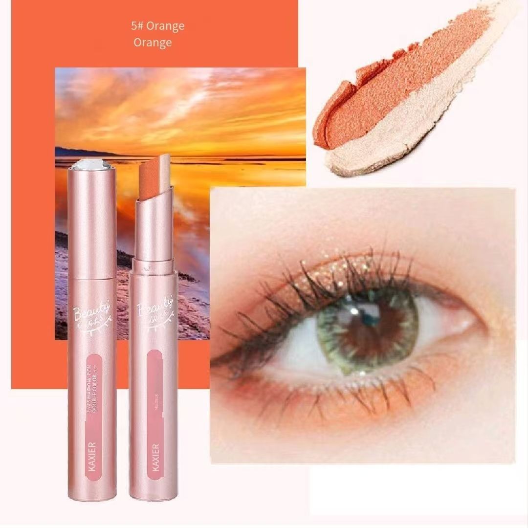 FOR Gradient two-color eye shadow pen pearl light glitter waterproof not easy to stain three-dimensional eye makeup lazy eye shadow stick