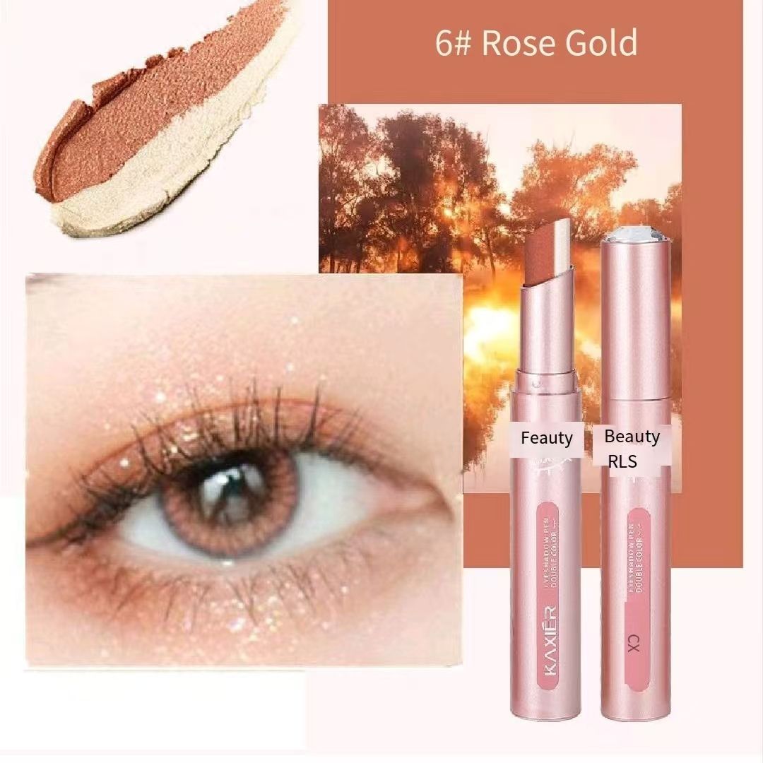 FOR Gradient two-color eye shadow pen pearl light glitter waterproof not easy to stain three-dimensional eye makeup lazy eye shadow stick