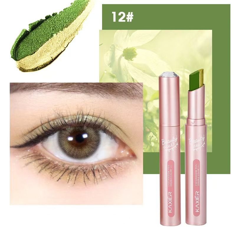 FOR Gradient two-color eye shadow pen pearl light glitter waterproof not easy to stain three-dimensional eye makeup lazy eye shadow stick