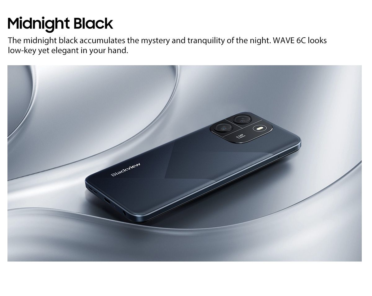 Blackview Wave 6C Smartphone 4(2+2)GB RAM+32GB ROM 6.5 Inches HD+IPS (Dual SIM), 5100mAh Face unlock Android 13 Smartphone