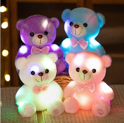 Girl baby toy Boy Dolls Lovely Soft LED Colorful Glowing Teddy Bear Stuffed Plush Toy Gifts For Birthday  Fast delivery within 1-5 days
