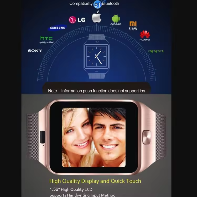 Smartwatch SIM Card with camera, DZ09 smart watch suitable for lady men