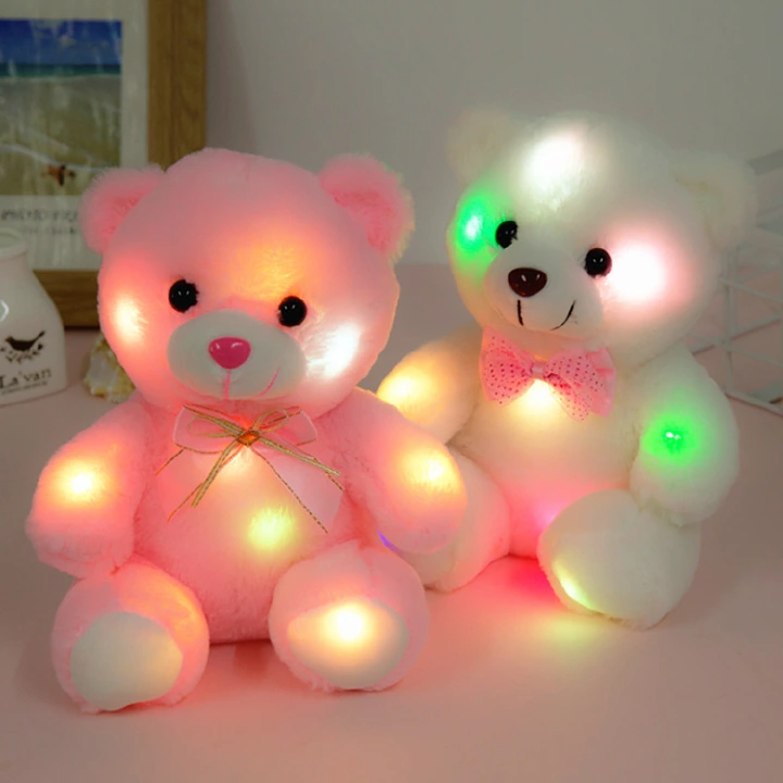 Girl baby toy Boy Dolls Lovely Soft LED Colorful Glowing Teddy Bear Stuffed Plush Toy Gifts For Birthday  Fast delivery within 1-5 days
