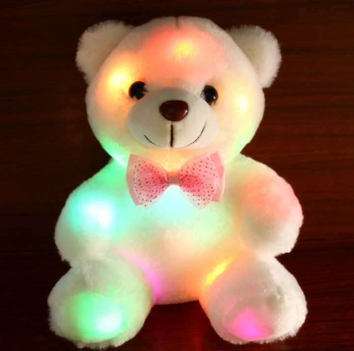 Girl baby toy Boy Dolls Lovely Soft LED Colorful Glowing Teddy Bear Stuffed Plush Toy Gifts For Birthday  Fast delivery within 1-5 days