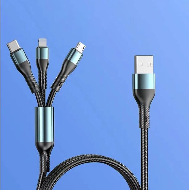 3 In 1 Charging Cable USB Fast Charger Cable For iPhone Micro USB Type-C Charging Cable Fast delivery within 1-5 days