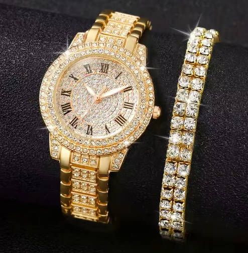 5PCS Women Watch Luxury Elegant Alloy Watch Crystal Wristwatch For Ladies Gift Quartz Watch Alloy Rhinestone Bracelet Montre Fast delivery within 1-5 days